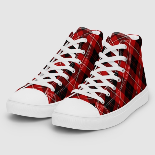 Cunningham tartan men's white hightop shoes