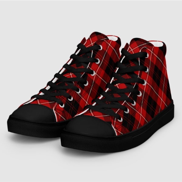 Cunningham tartan men's black hightop shoes