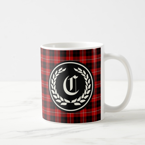 Cunningham tartan monogrammed coffee mug