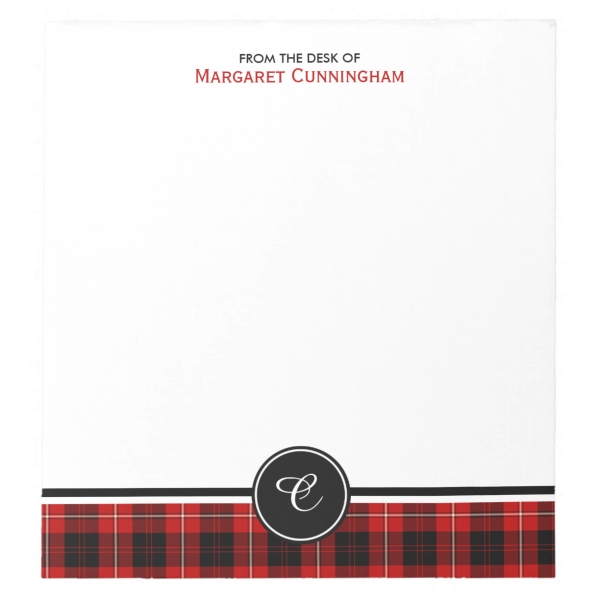 Note pad with Cunningham tartan border