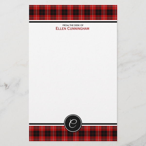 Stationery with Cunningham tartan border