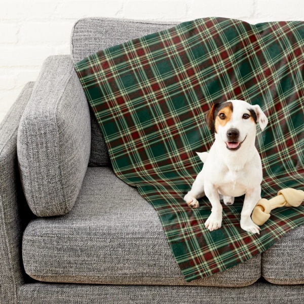 Dark Christmas Plaid Pet Blanket