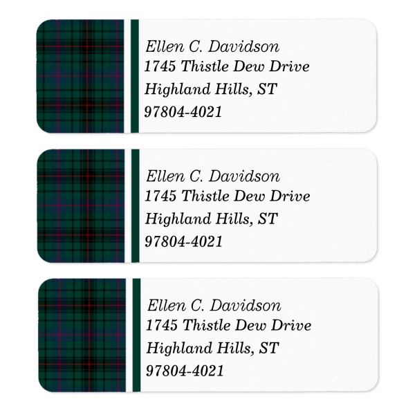 Return address labels with Davidson tartan border
