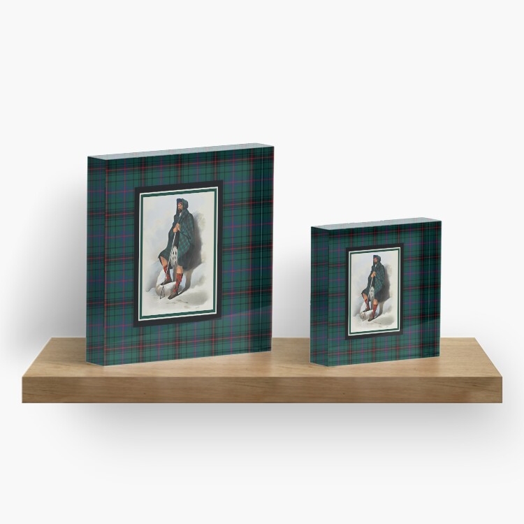 Davidson vintage portrait with tartan acrylic block