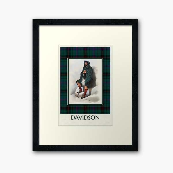 Davidson vintage portrait with tartan framed print