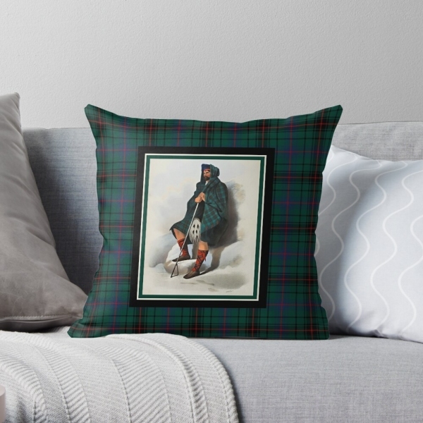 Davidson vintage portrait with tartan throw pillow