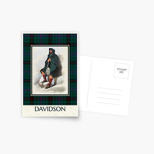 Davidson vintage portrait with tartan postcard