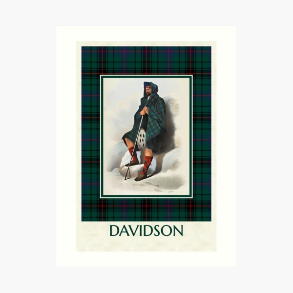 Davidson vintage portrait with tartan art print