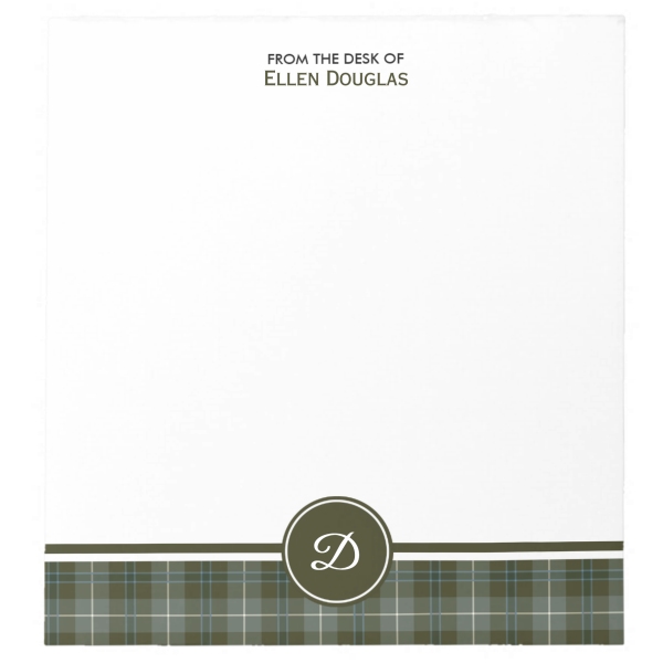 Note pad with Douglas Weathered tartan border