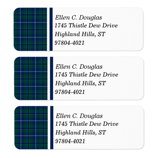 Return address labels with Douglas tartan border