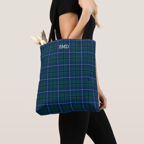 Douglas tartan monogram tote bag