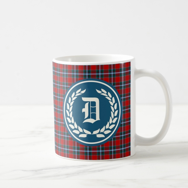 Drummond tartan monogrammed coffee mug