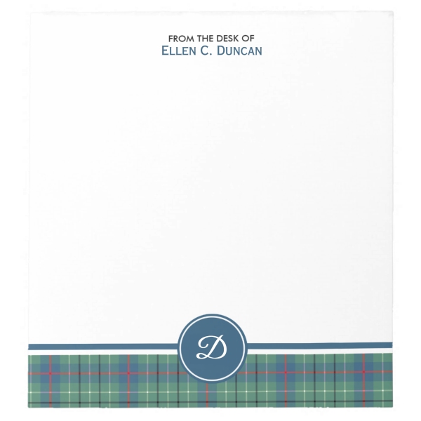 Note pad with Duncan Ancient tartan border