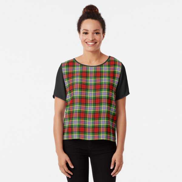 Dundee District tartan chiffon top