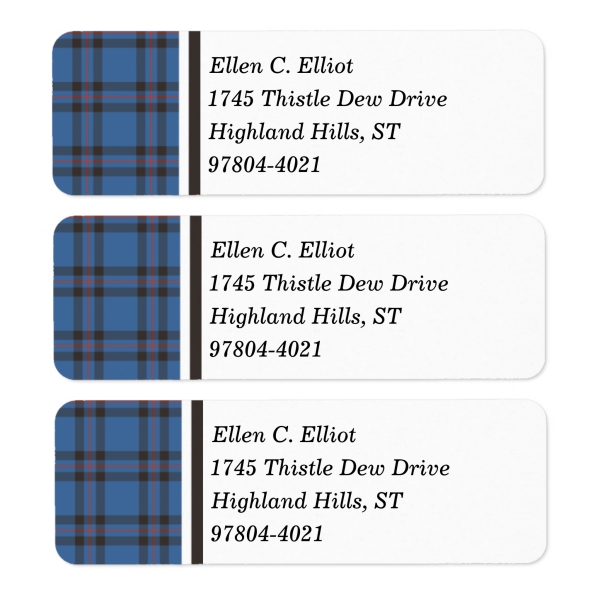 Return address labels with Elliot tartan border