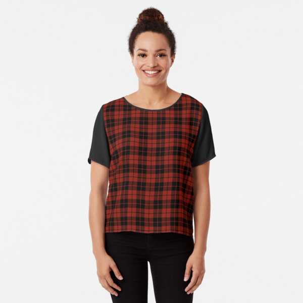 Ettrick District tartan chiffon top