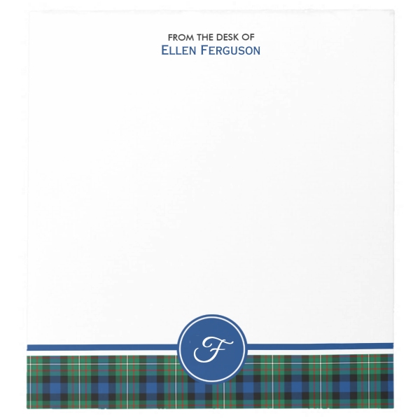 Note pad with Ferguson tartan border