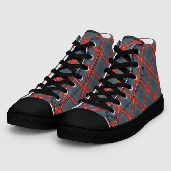 Fraser Ancient tartan men's black hightop shoes