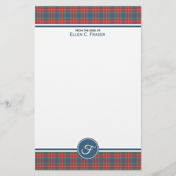 Stationery with Fraser Ancient tartan border