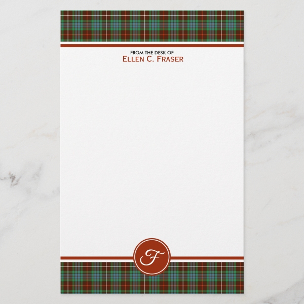 Stationery with Fraser Hunting tartan border