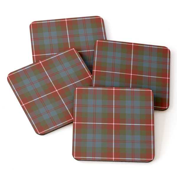 Fraser Weathered tartan beverage coasters