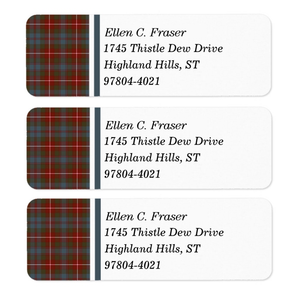 Return address labels with Fraser Weathered tartan border