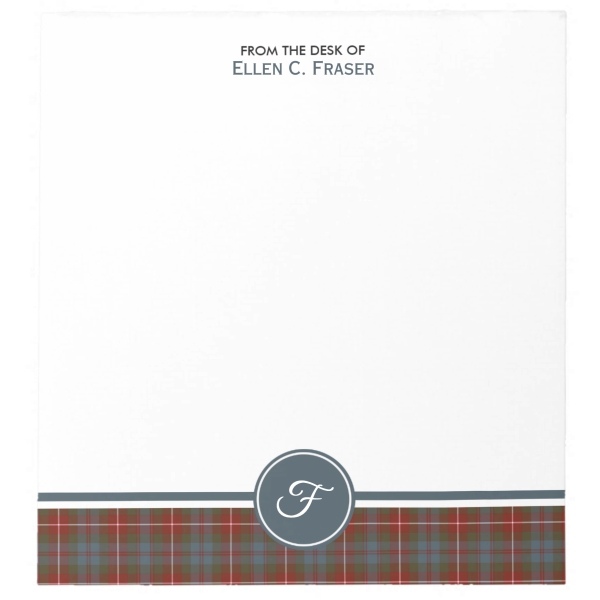Note pad with Fraser Weathered tartan border