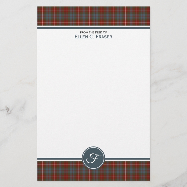 Stationery with Fraser Weathered tartan border