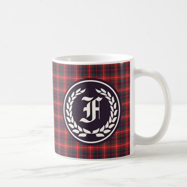 Fraser of Lovat tartan monogrammed mug