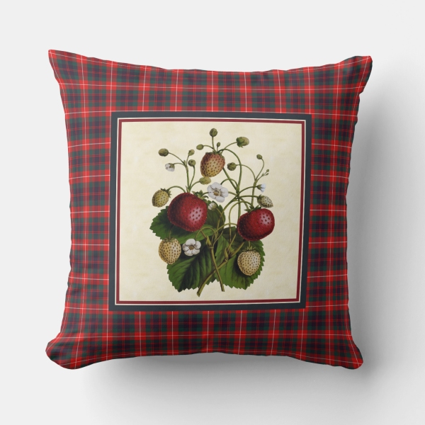 Fraser of Lovat tartan strawberry cushion