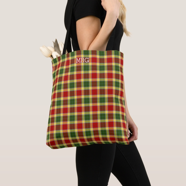 Gibbs tartan monogram tote bag