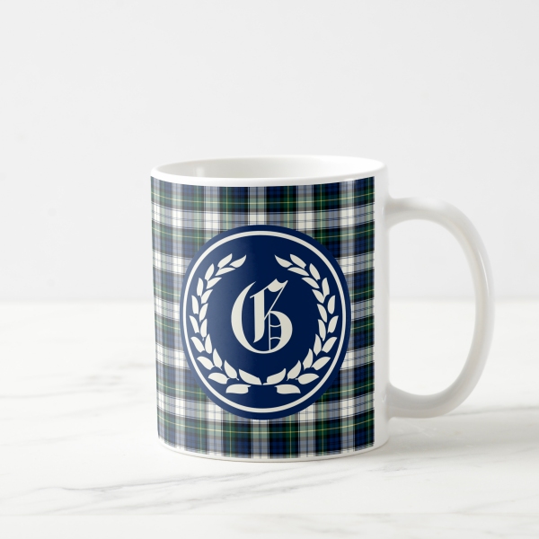 Gordon Dress tartan monogrammed coffee mug