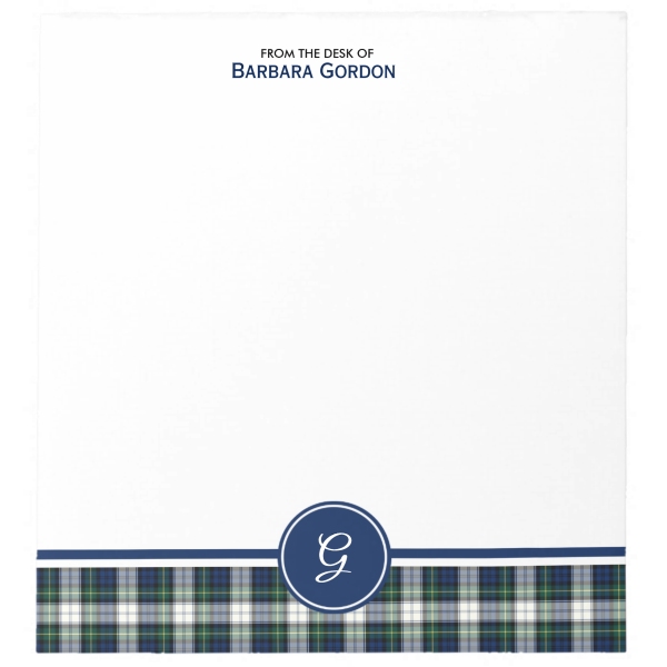 Note pad with Gordon Dress tartan border