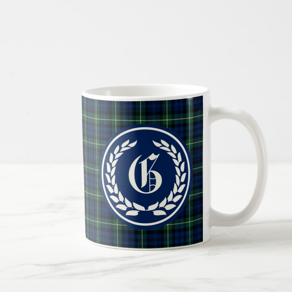 Gordon tartan monogrammed coffee mug