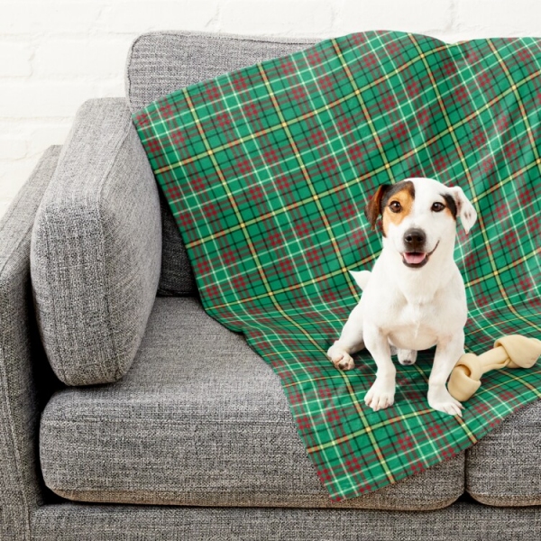 Green Retro Christmas Plaid Pet Blanket