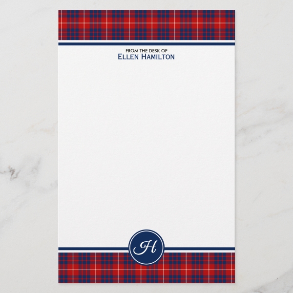 Stationery with Hamilton tartan border