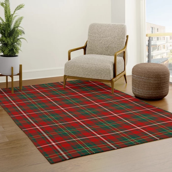 Hay tartan area rug