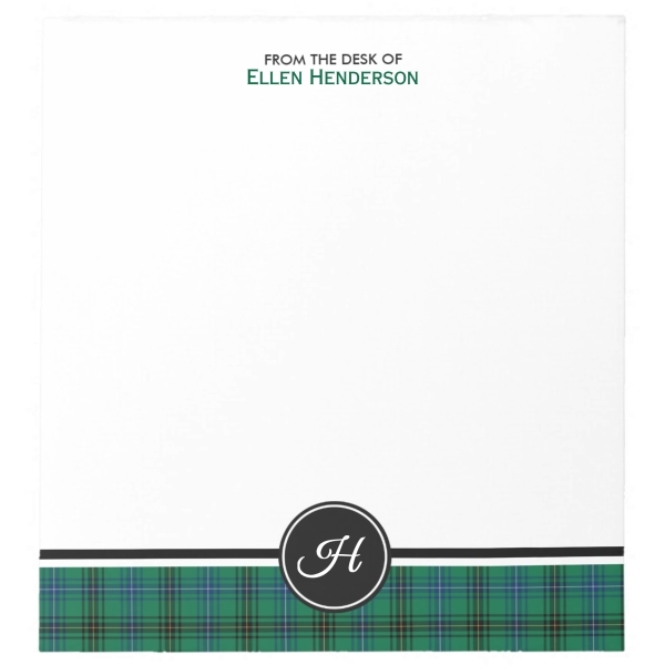 Note pad with Henderson tartan border