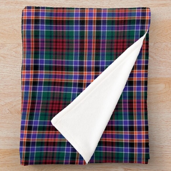 Huntly District tartan fleece throw blanket