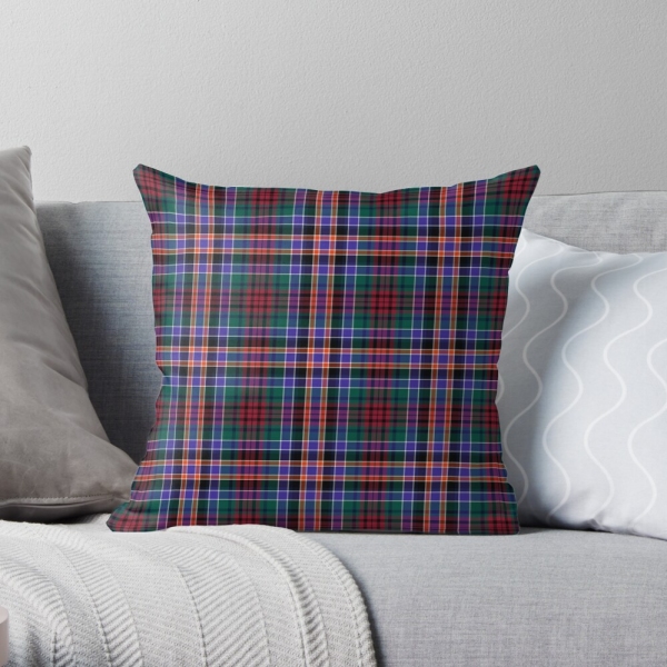 Huntly District tartan throw pillow