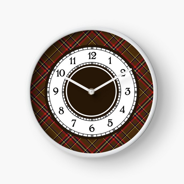 Inches tartan wall clock