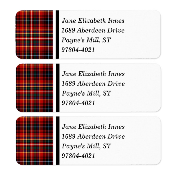 Return address labels with Innes tartan border