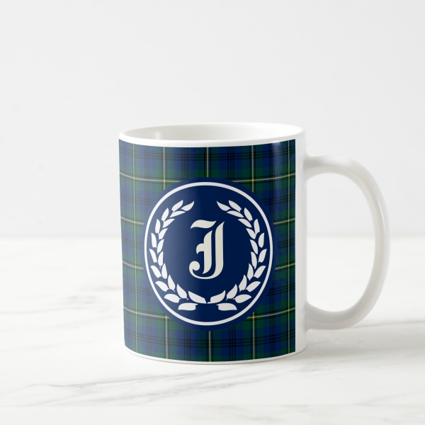 Johnston tartan monogrammed coffee mug