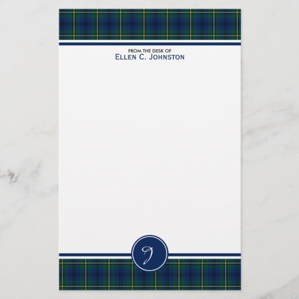 Stationery with Johnston tartan border