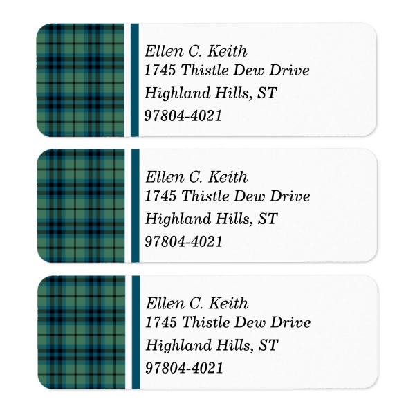 Return address labels with Keith Ancient tartan border