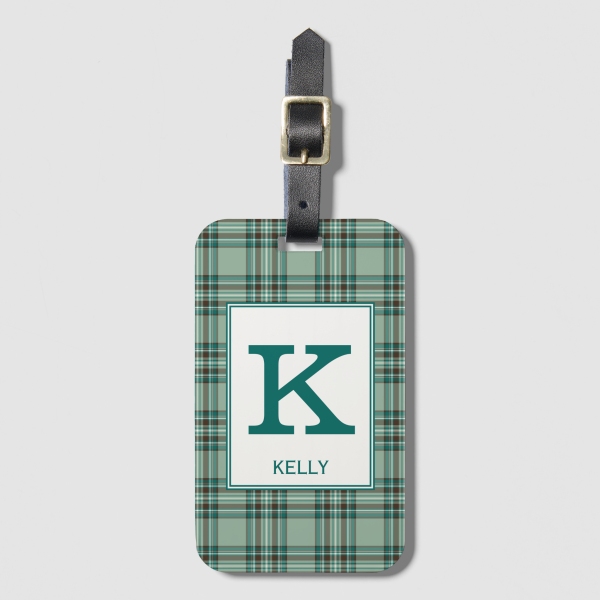Kelly tartan monogrammed bag tag
