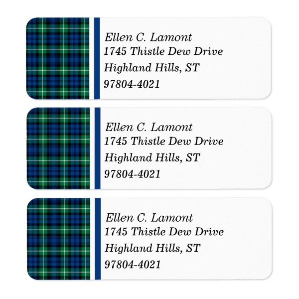 Return address labels with Lamont tartan border