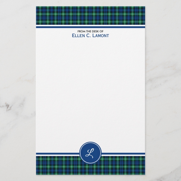 Stationery with Lamont tartan border