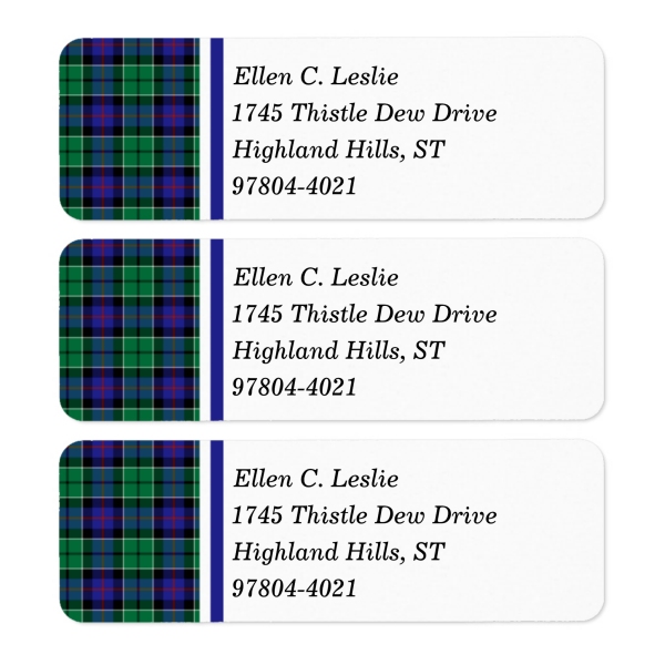 Clan Leslie Hunting Tartan Labels