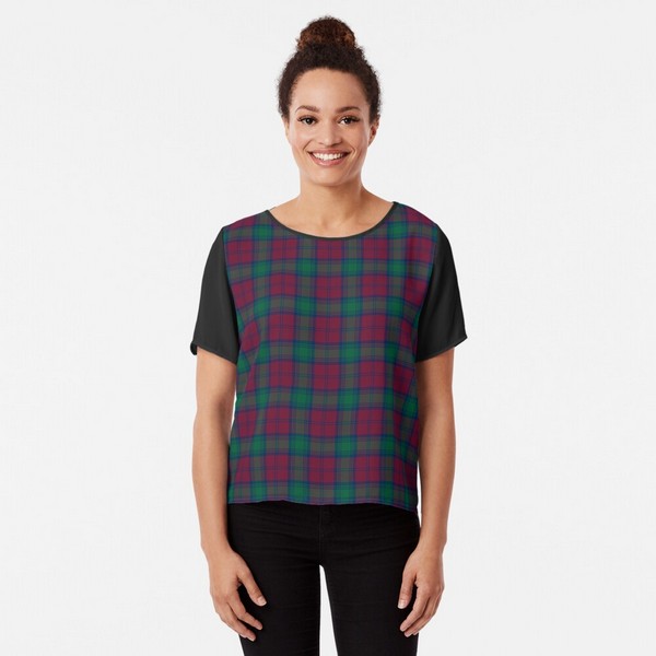 Lindsay tartan chiffon top